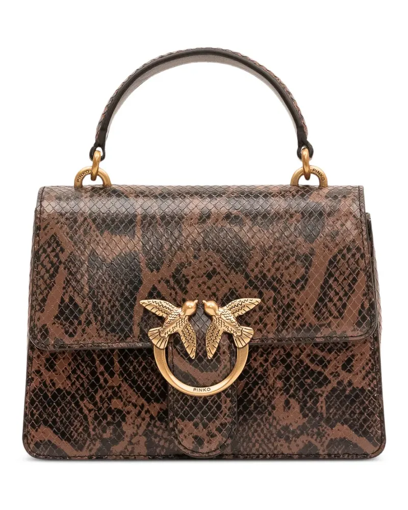 Pinko mini Love bag one top handle light handbag in python-print leather with - Braun Braun