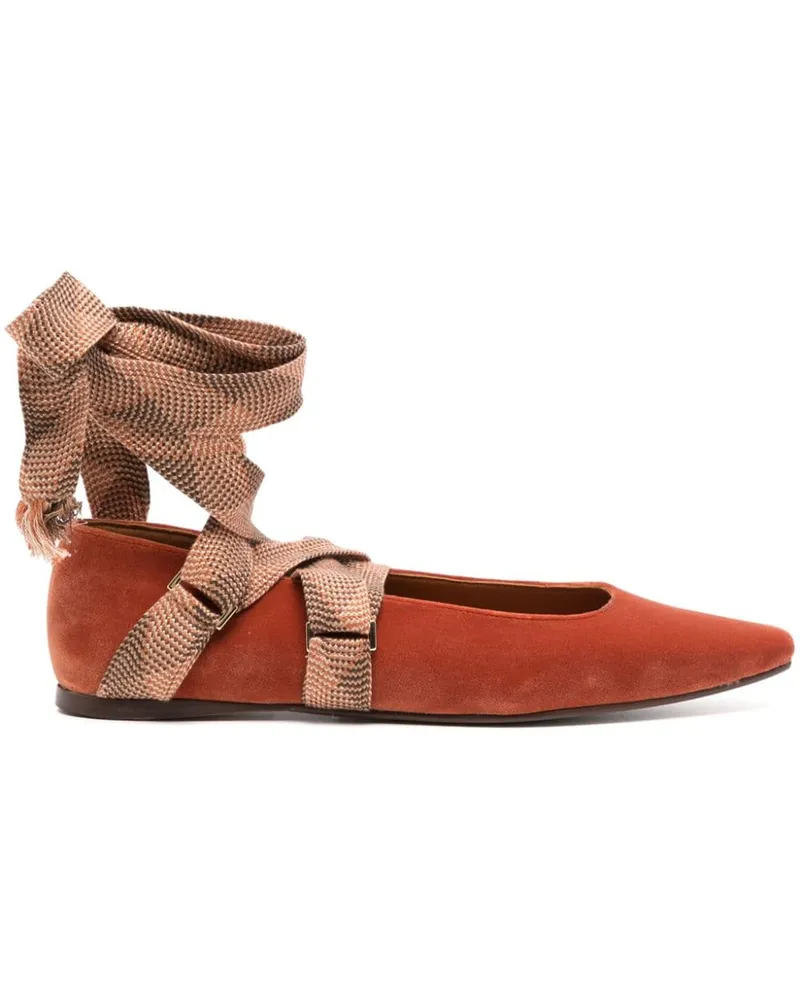 Ulla Johnson Arlo Ballerinas aus Samt - Braun Braun