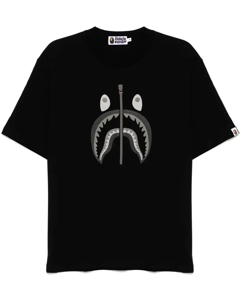 BAPE Hai-T-Shirt mit Zierkette - Schwarz Schwarz