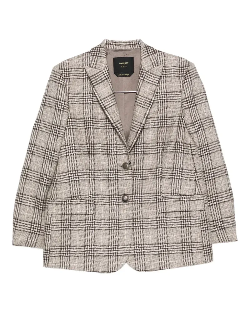 Twin-Set check-pattern notched-lapels jacket - Nude Nude