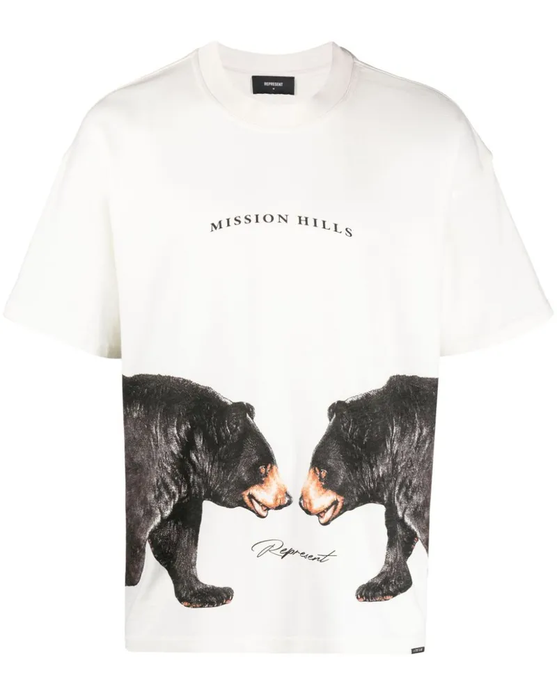 REPRESENT T-Shirt mit Teddy-Print Weiß