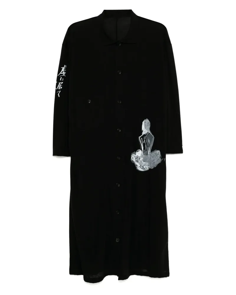 Yohji Yamamoto Jerseyhemd mit Print - Schwarz Schwarz