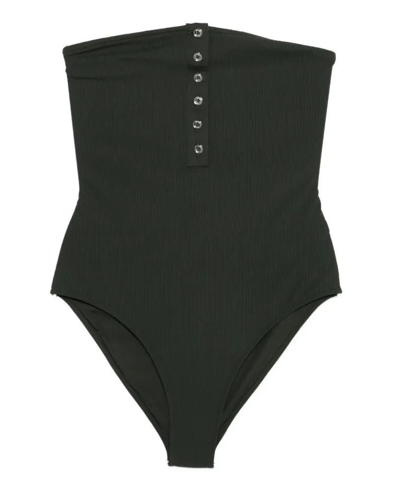 Totême ribbed strapless swimsuit - Grün Grün