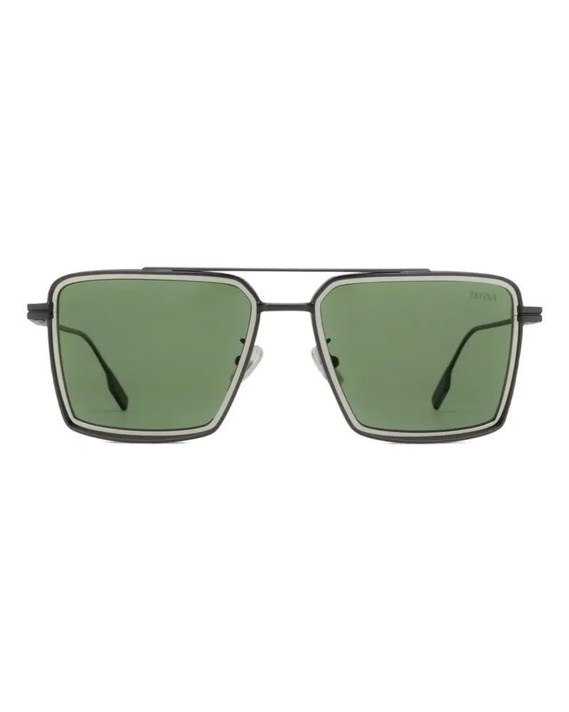 Ermenegildo Zegna EZ0257 Sonnenbrille mit eckigem Gestell - Schwarz Schwarz
