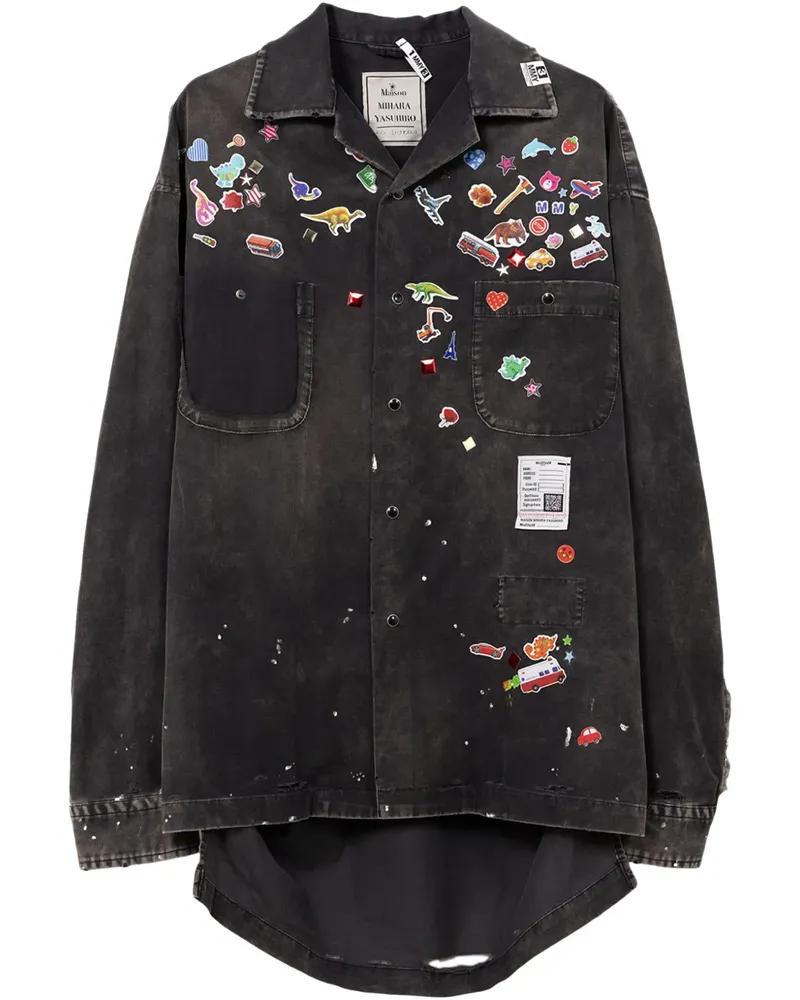 MIHARAYASUHIRO Hemd mit Patch-Detail - Schwarz Schwarz