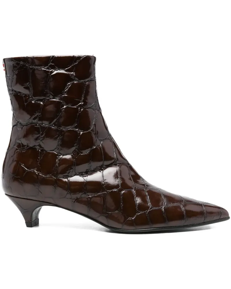 HALMANERA Spitze Stiefel mit Kroko-Optik 45mm - Braun Braun