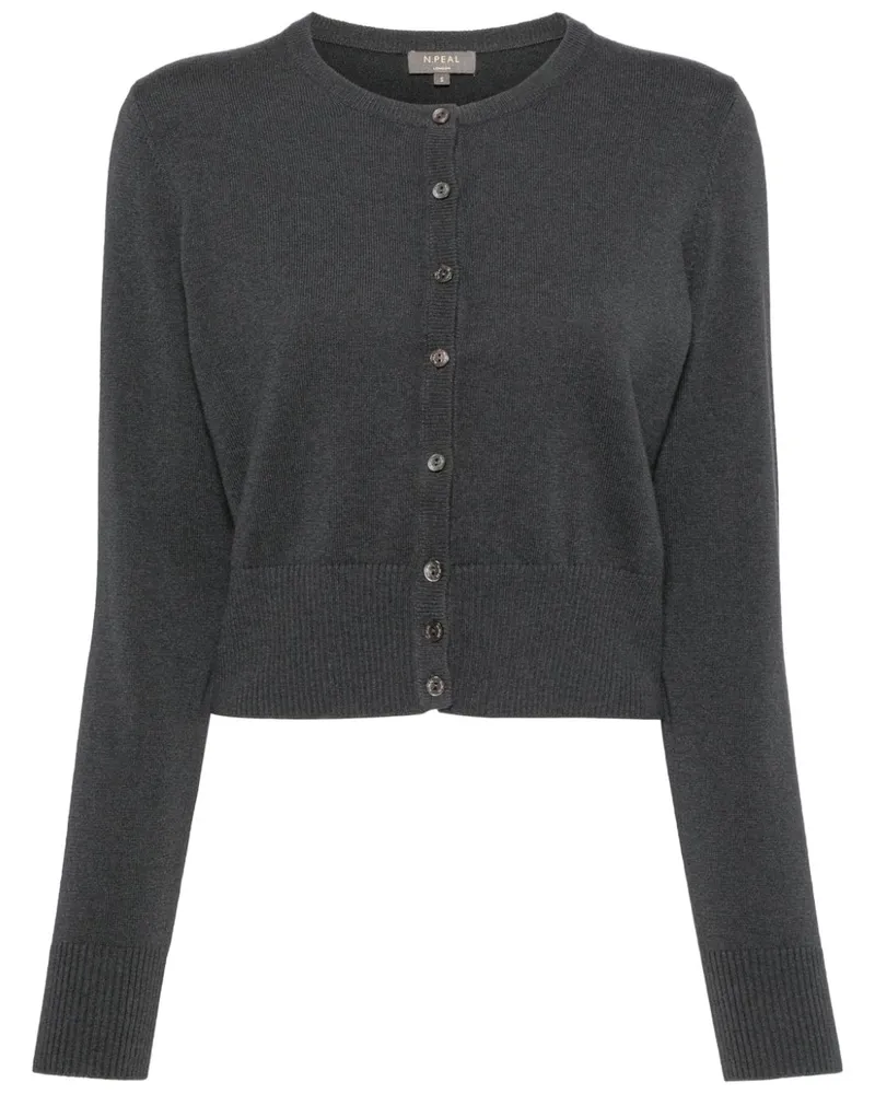 N.Peal Cardigan mit rundem Ausschnitt - Grau Grau