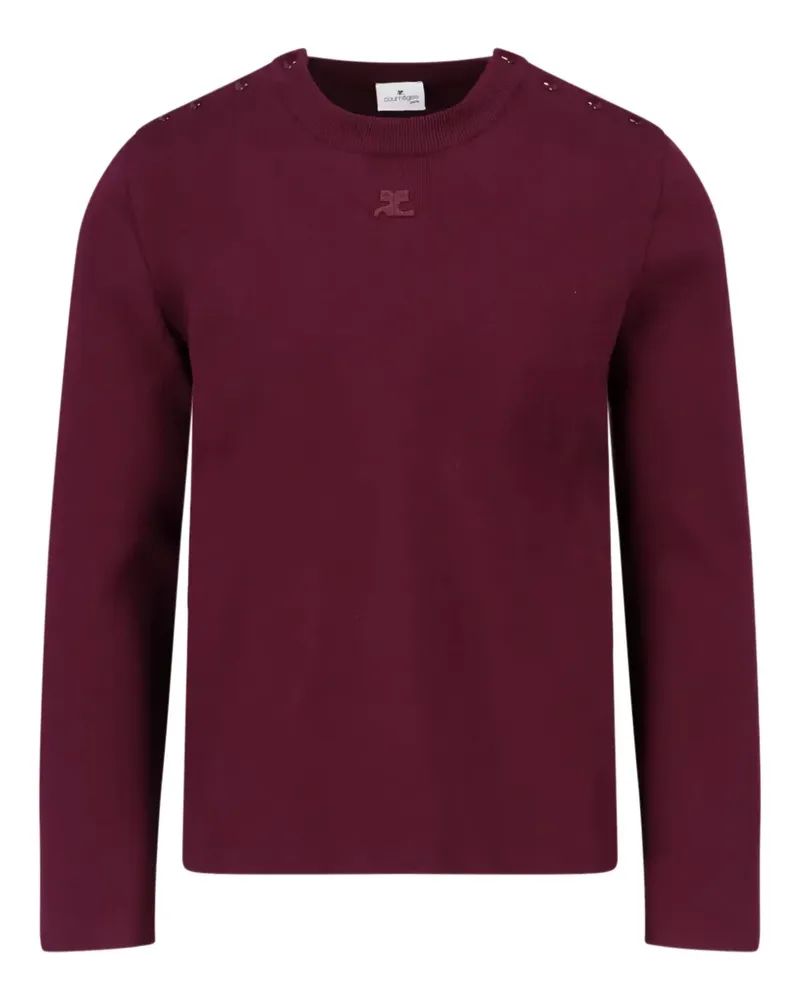 Courrèges Gerippter Pullover mit Druckknöpfen - Rot Rot