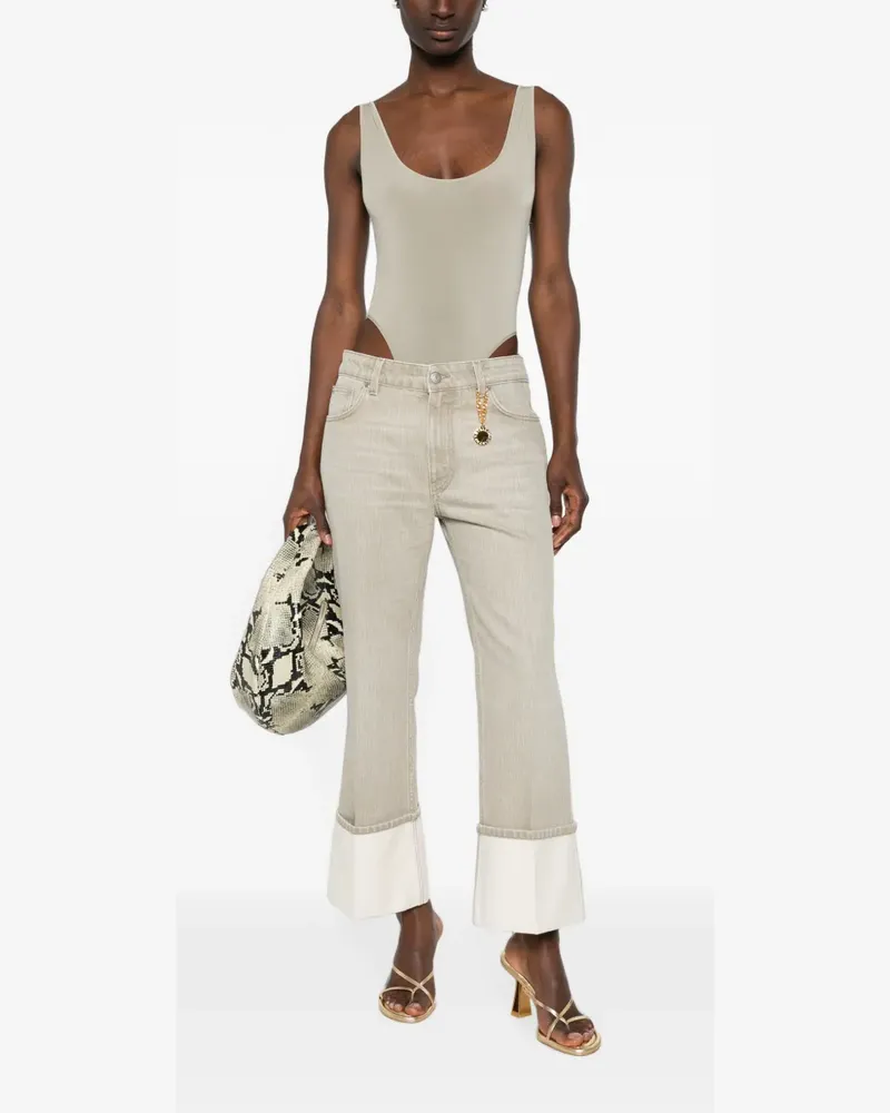 Stella McCartney chain-detail turn-up cropped denim jeans - Nude Nude