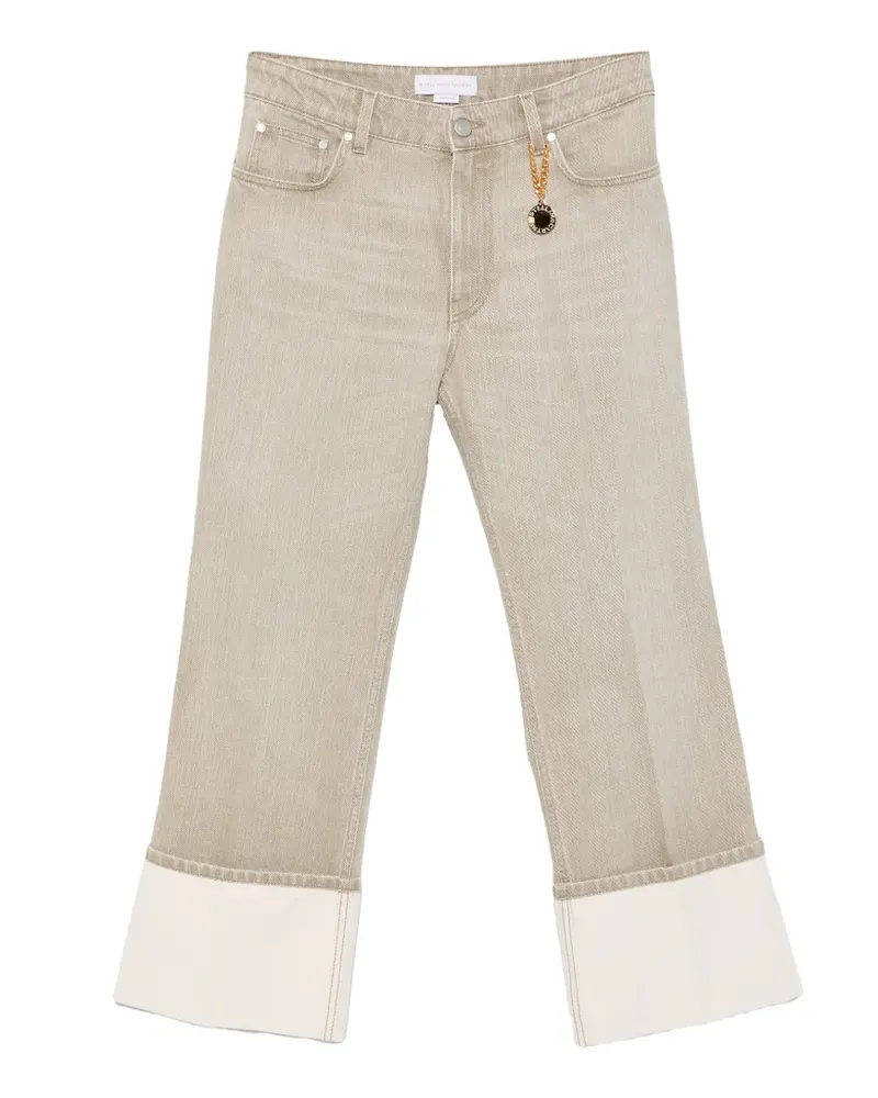 Stella McCartney chain-detail turn-up cropped denim jeans - Nude Nude