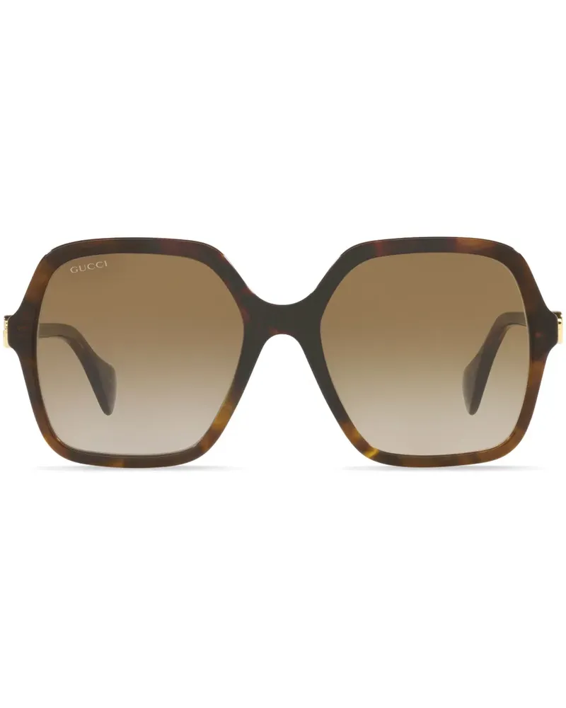 Gucci Eckige Sonnenbrille in Schildpattoptik - Braun Braun