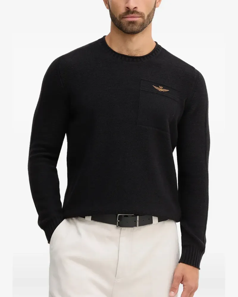 Aeronautica Militare logo-detail black sweater - Schwarz Schwarz