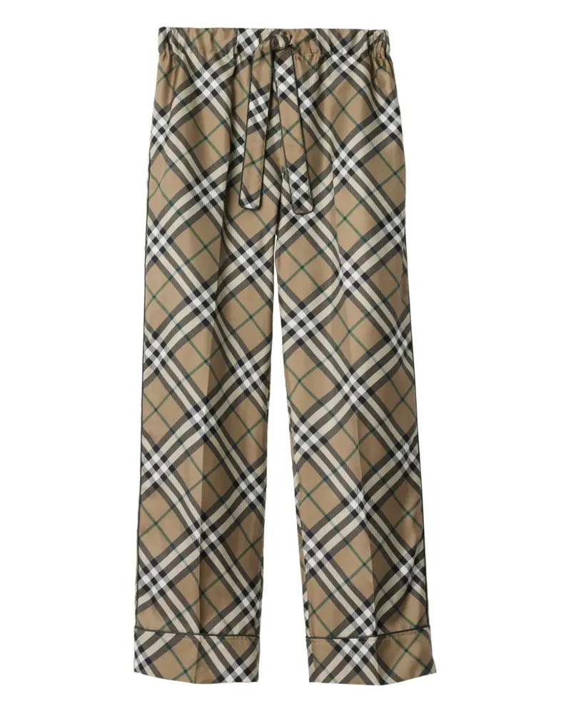 Burberry Karierte Seidenhose - Nude Nude