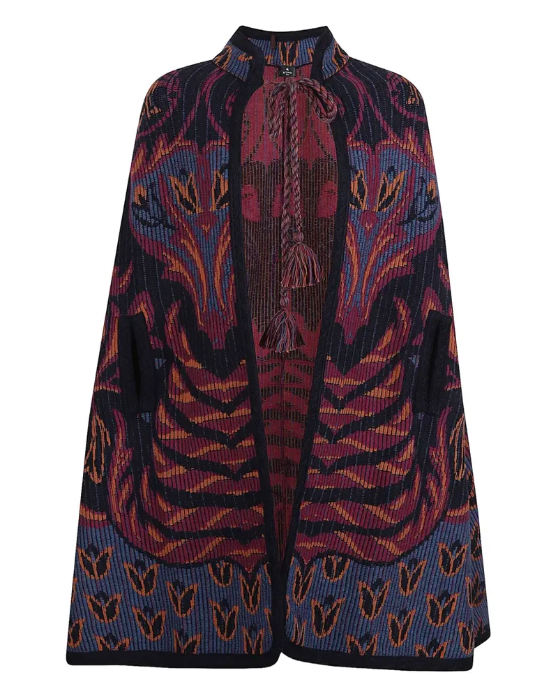 Etro Cape aus Blumen-Jacquard mit Quastendetail - Rot Rot