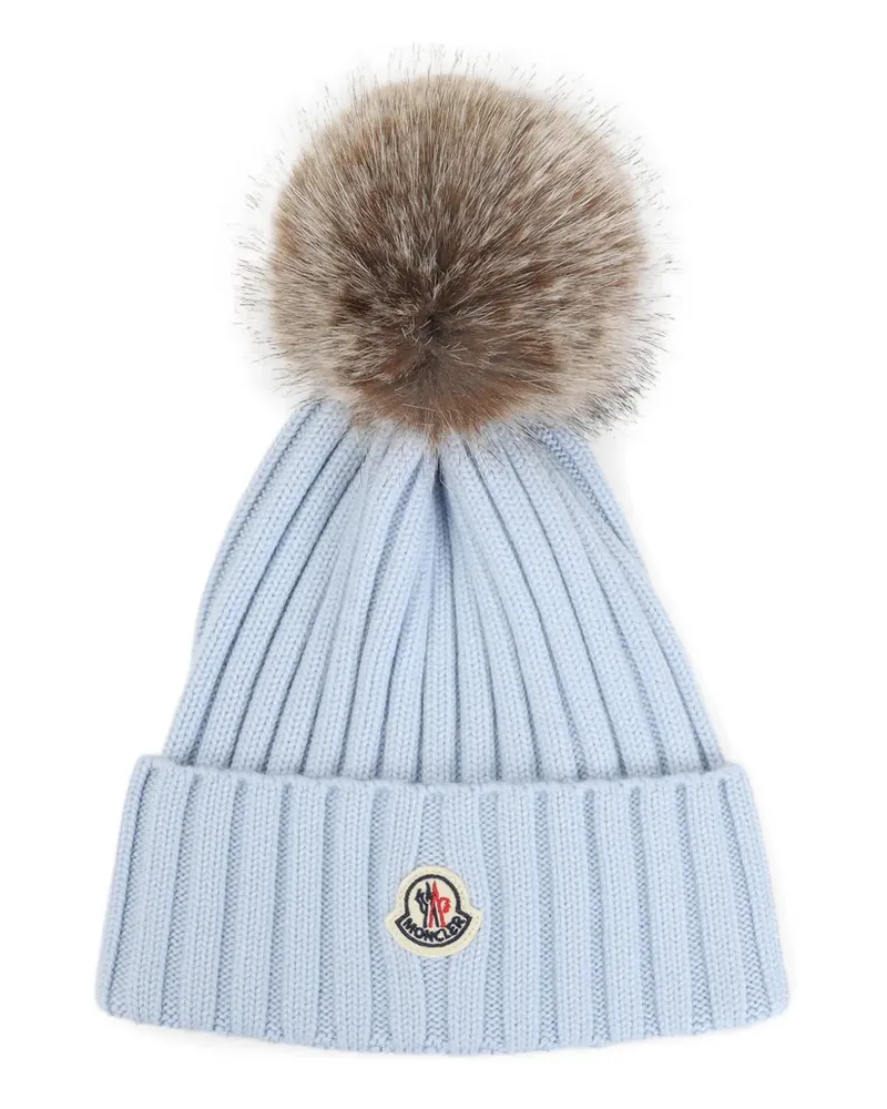 Moncler Gerippte Bommelmütze - Blau Blau