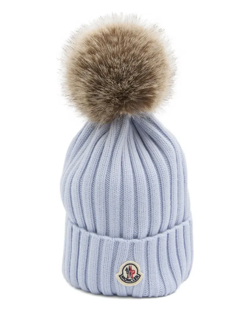 Moncler Gerippte Bommelmütze - Blau Blau