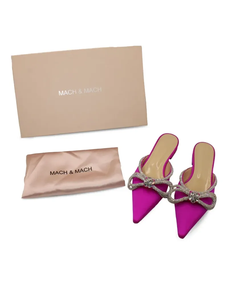 Mach & Mach crystal-embellished bow slippers - Rosa Rosa