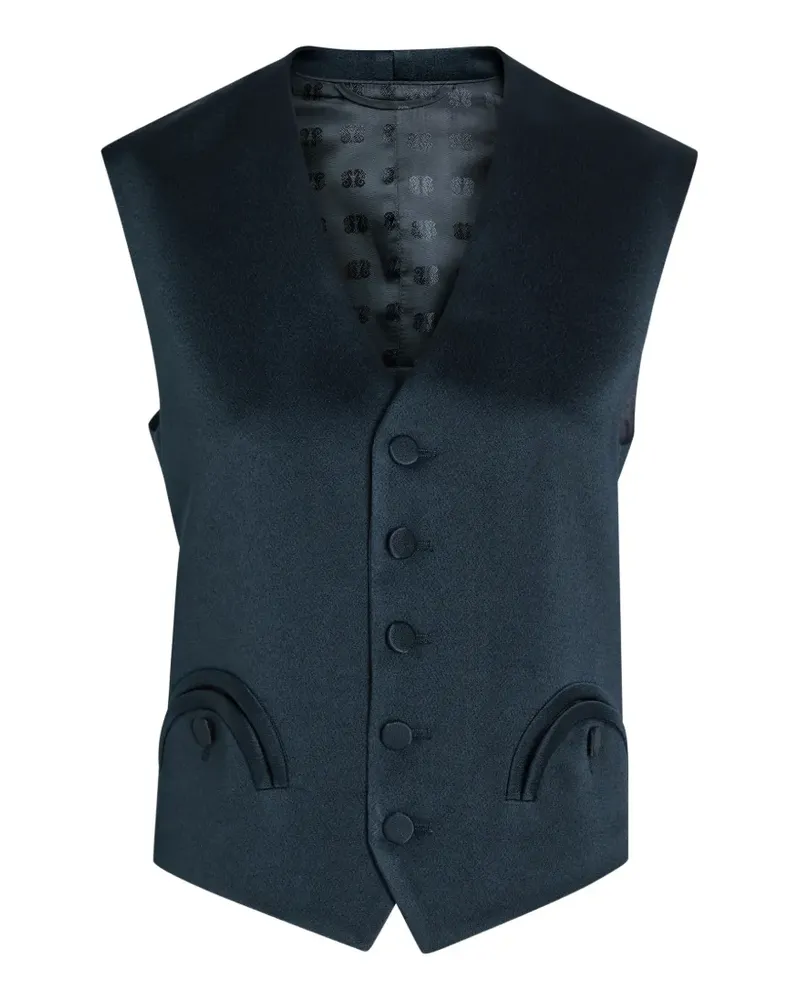Blazé Milano Weste mit geknöpften Klappentasche - Blau Blau