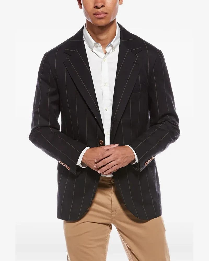 Brunello Cucinelli striped single-breasted blazer - Blau Blau