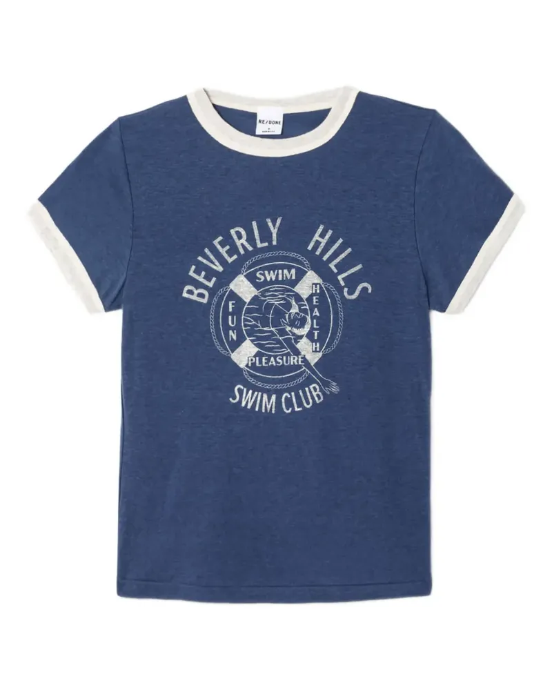 RE/DONE Ringer Swim Club T-Shirt - Blau Blau