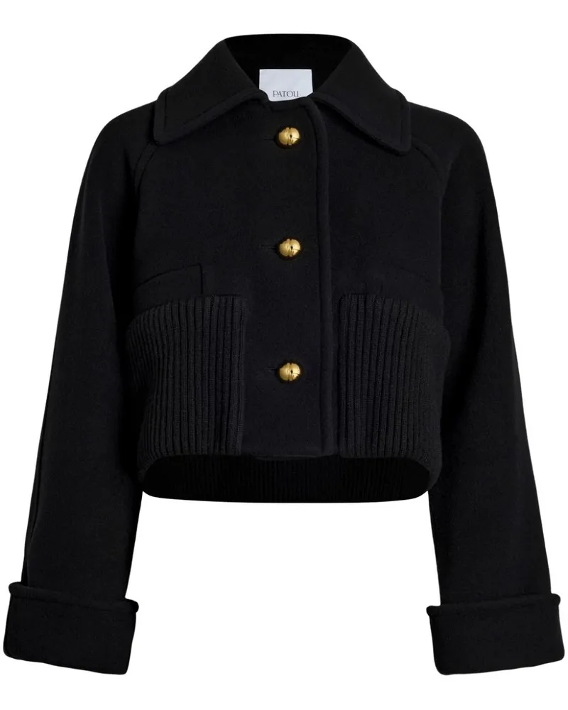 Patou Cropped-Mantel mit geripptem Bund - Schwarz Schwarz