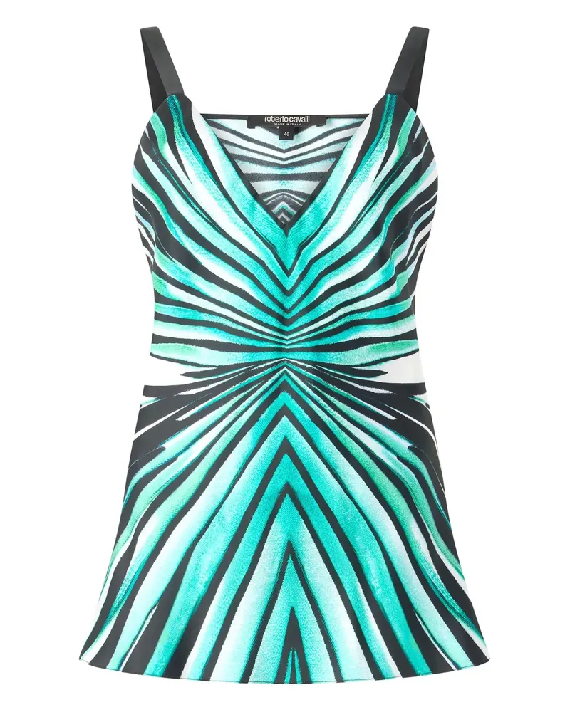 Roberto Cavalli Seidenoberteil mit Print - Blau Blau