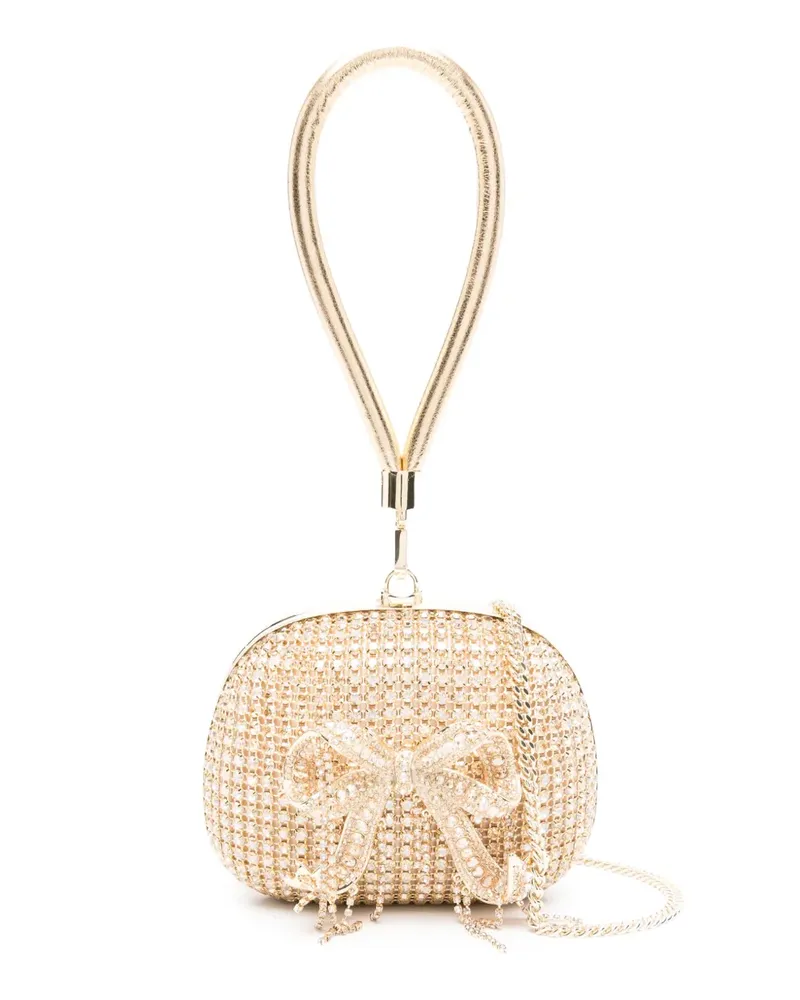Self-Portrait Mini-Clutch mit Kristallen - Gold Gold