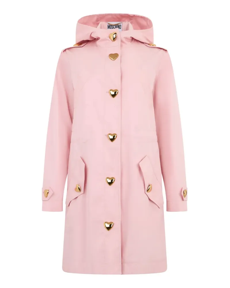 Moschino heart-button hooded parka coat - Rosa Rosa