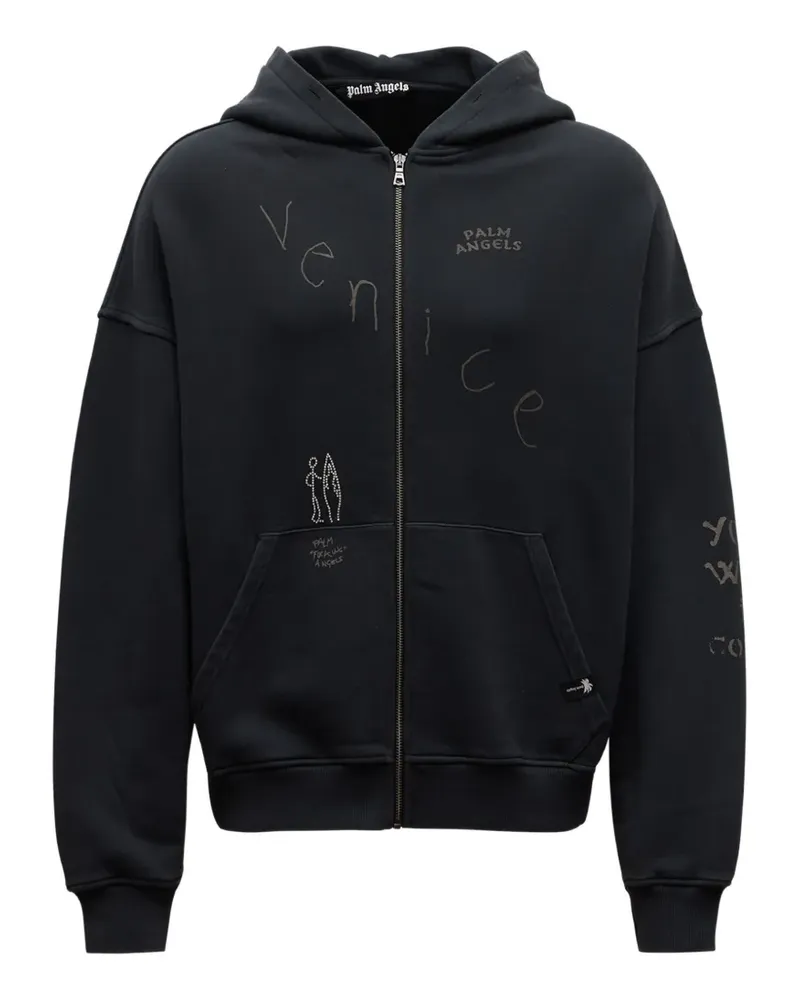 Palm Angels embellished logo-print hoodie - Schwarz Schwarz