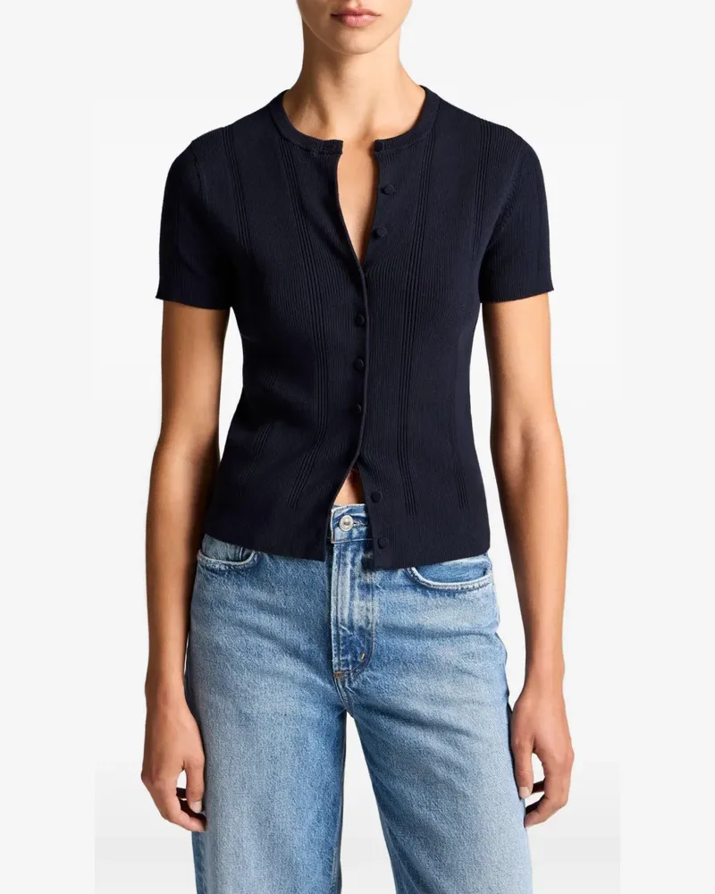 Vince ribbed short-sleeve cardigan - Blau Blau