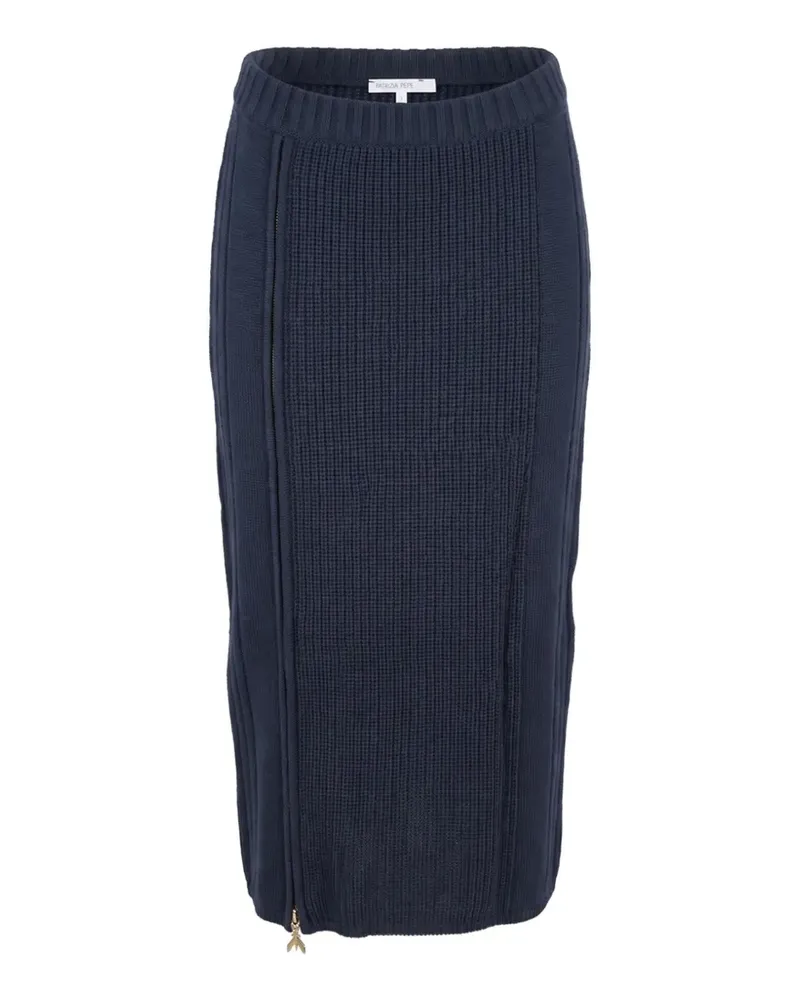 Patrizia Pepe ribbed-knit zip-fastening midi skirt - Blau Blau
