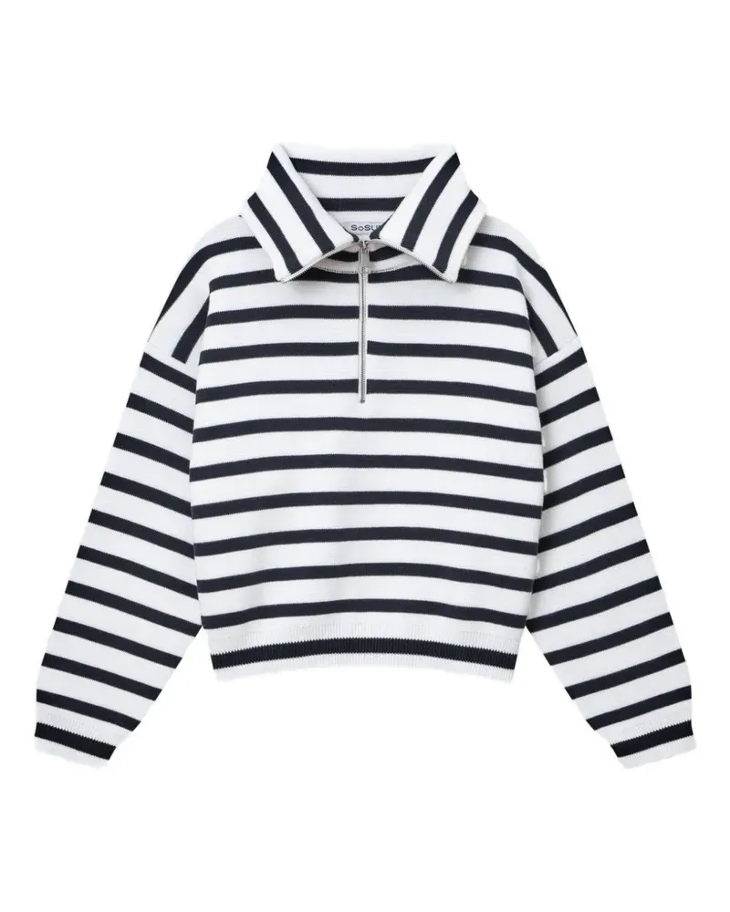 SoSUE Gestreifter Sailor Pullover - Weiß Weiß
