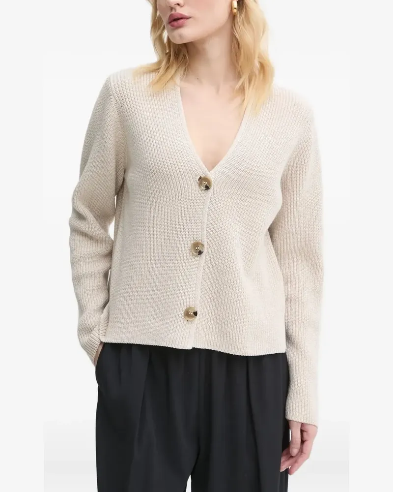 Marc O'Polo Gerippter Cardigan mit V-Ausschnitt - Nude Nude