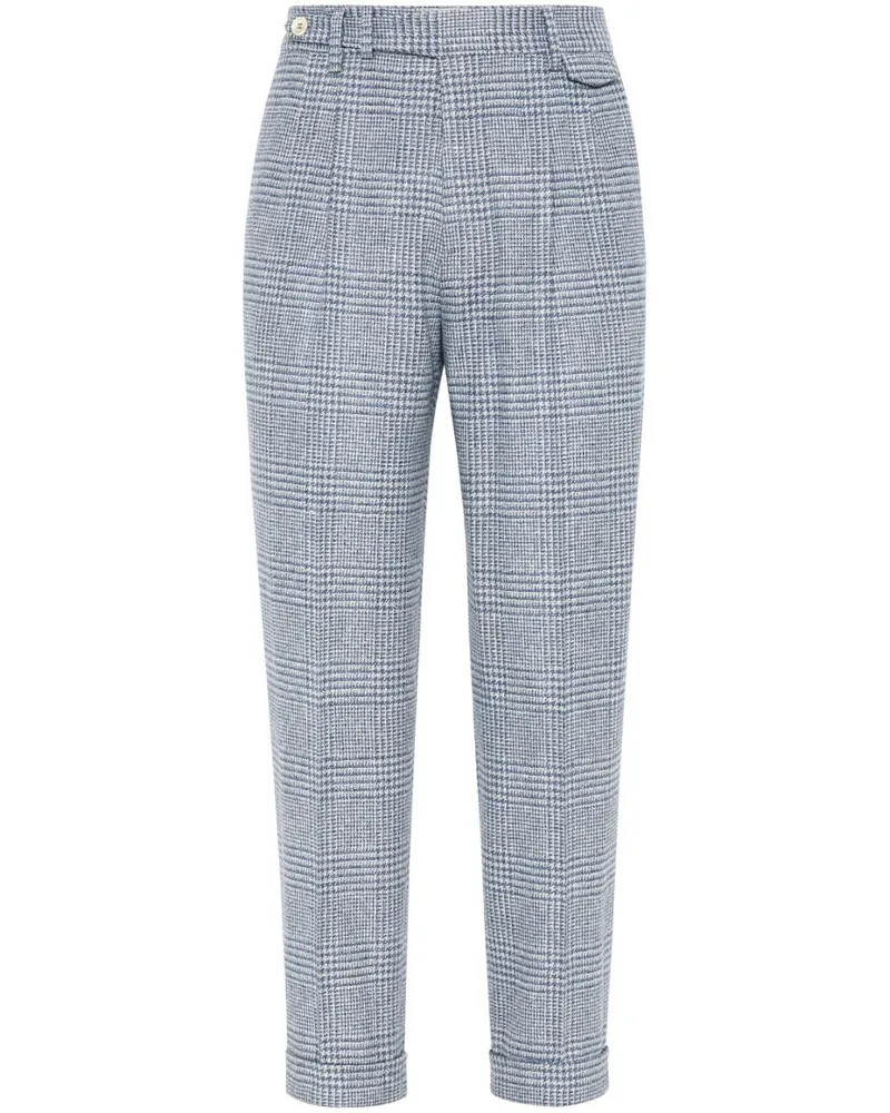 Brunello Cucinelli Klassische Hose mit Karomuster - Blau Blau