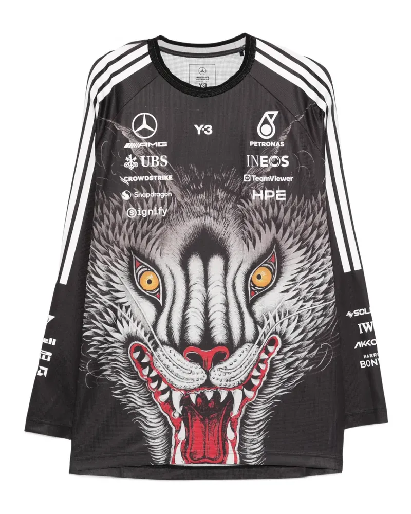 Y-3 x Mercedes-AMG Petronas F1 printed striped top - Schwarz Schwarz