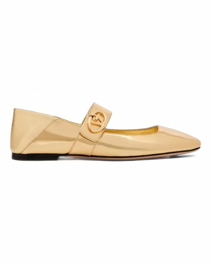 Valentino Garavani VLogo Locker Ballerinas mit quadratischer Kappe - Gold Gold