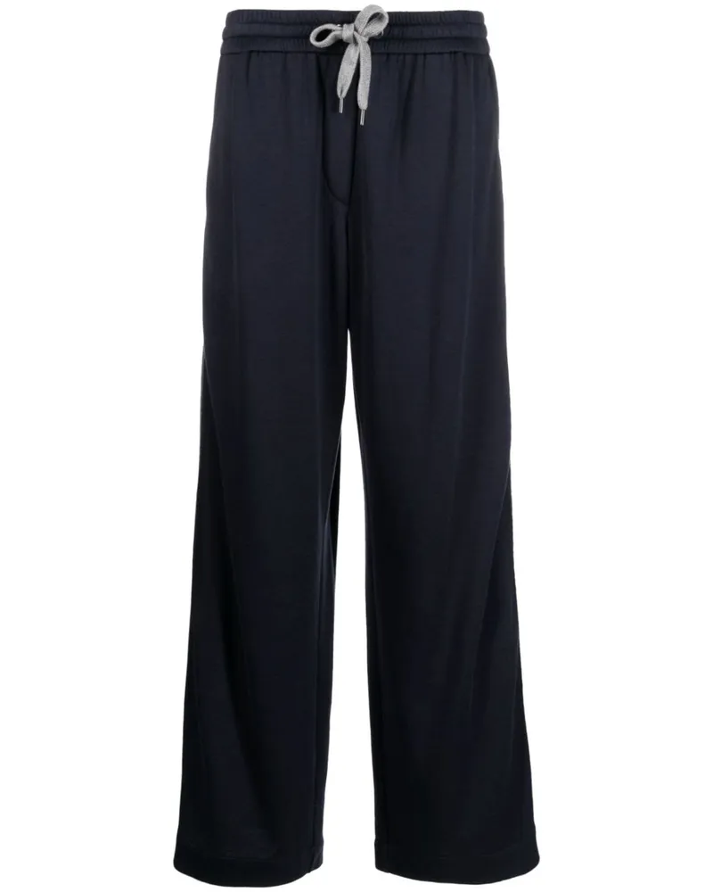 Brunello Cucinelli Verzierte Hose mit weitem Bein - Blau Blau