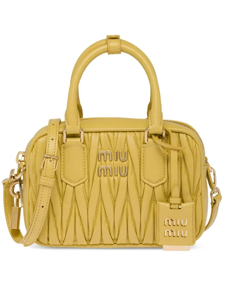 Miu Miu Mini-Tasche aus Leder Gelb