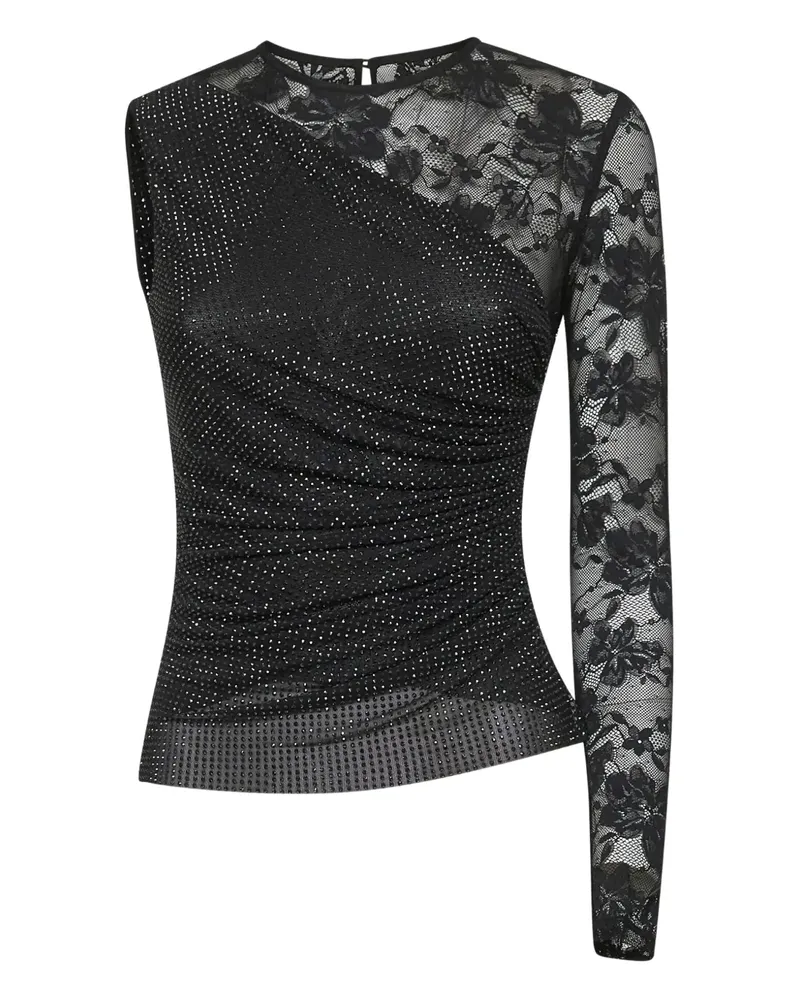 Self-Portrait Oberteil mit Strass - Schwarz Schwarz