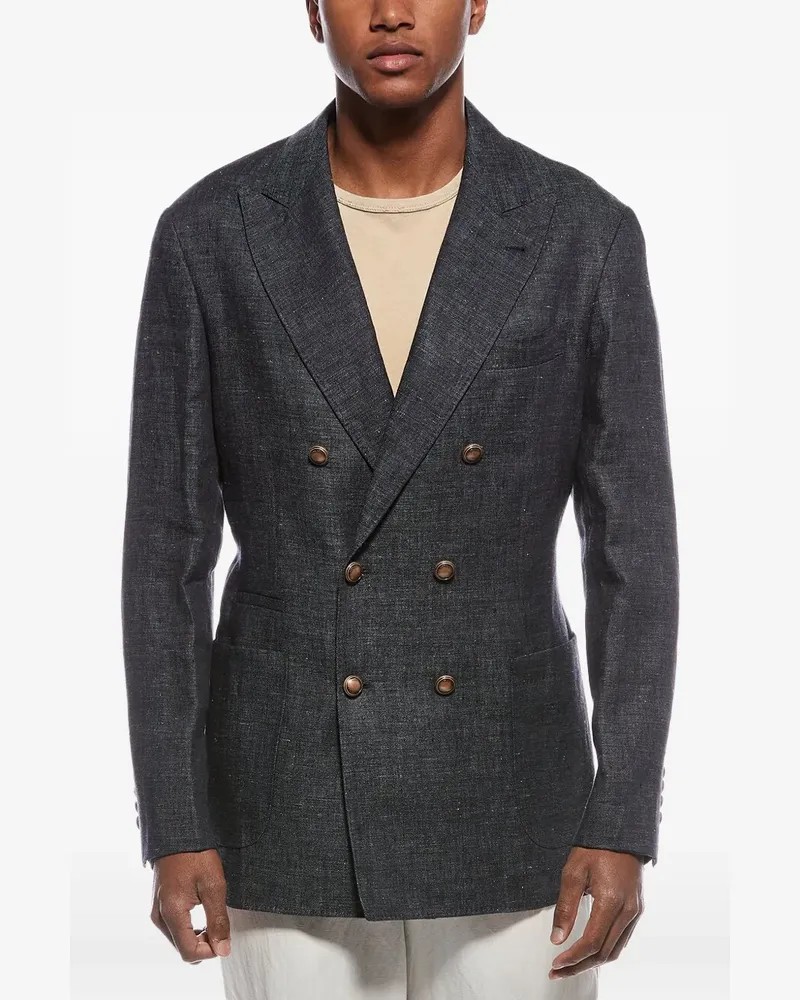 Brunello Cucinelli double-breasted linen blazer - Grau Grau