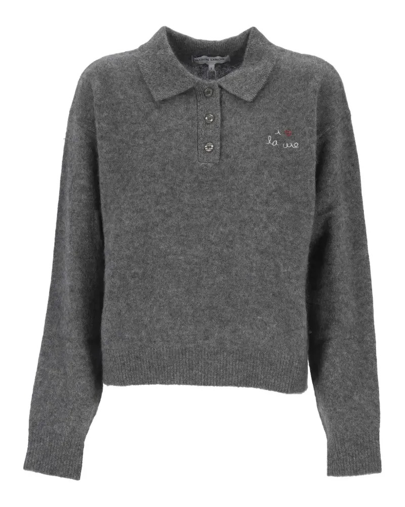 Maison Labiche Brazza embroidered polo sweater - Grau Grau
