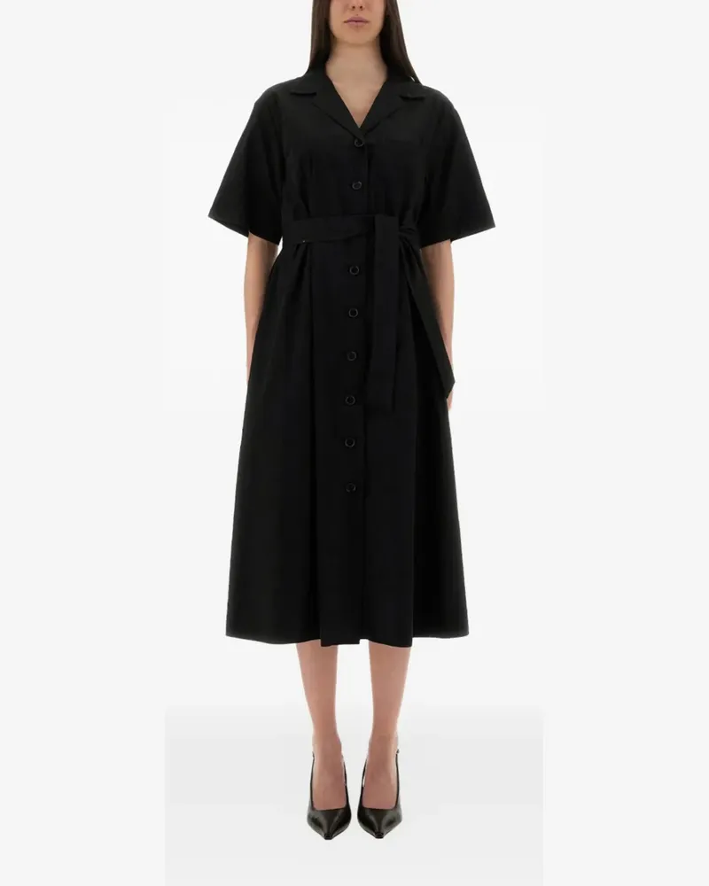 ASPESI Mod.2940 belt-detail midi shirt dress - Schwarz Schwarz