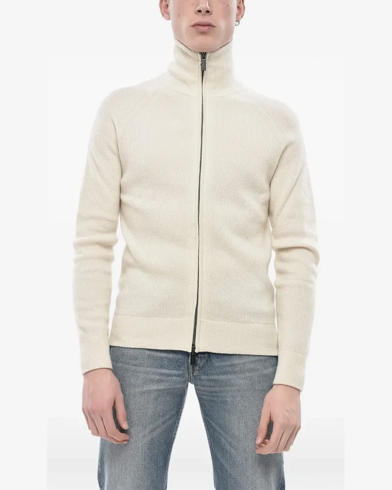 Paolo Pecora Milano ribbed-knit zip-fastening cardigan - Nude Nude
