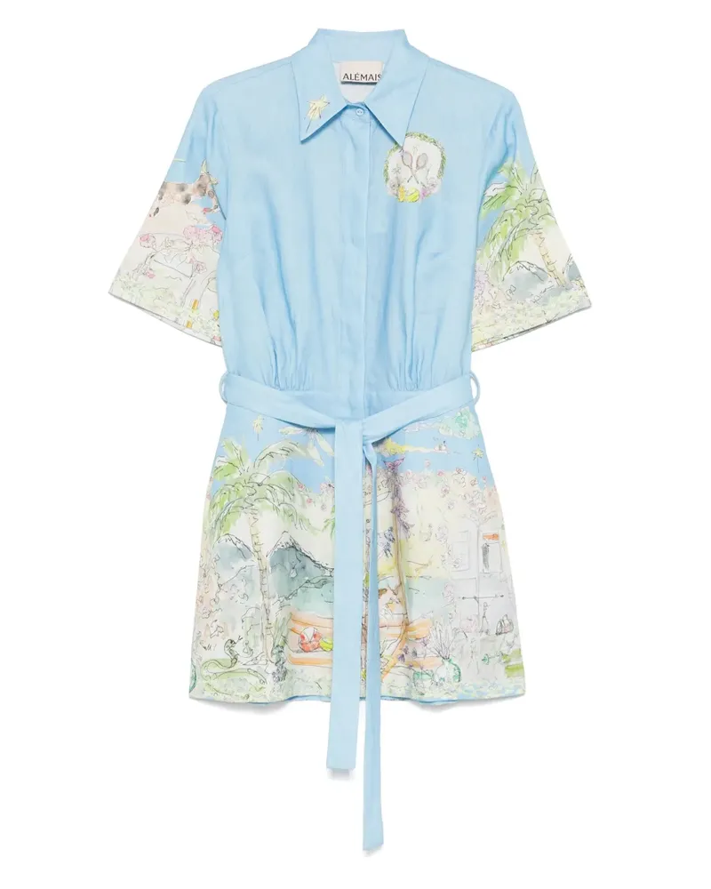 ALEMAIS Minikleid mit grafischem Print - Blau Blau