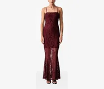 Kleid mit Spitzen-Overlay und Spaghettiträgern - Rot