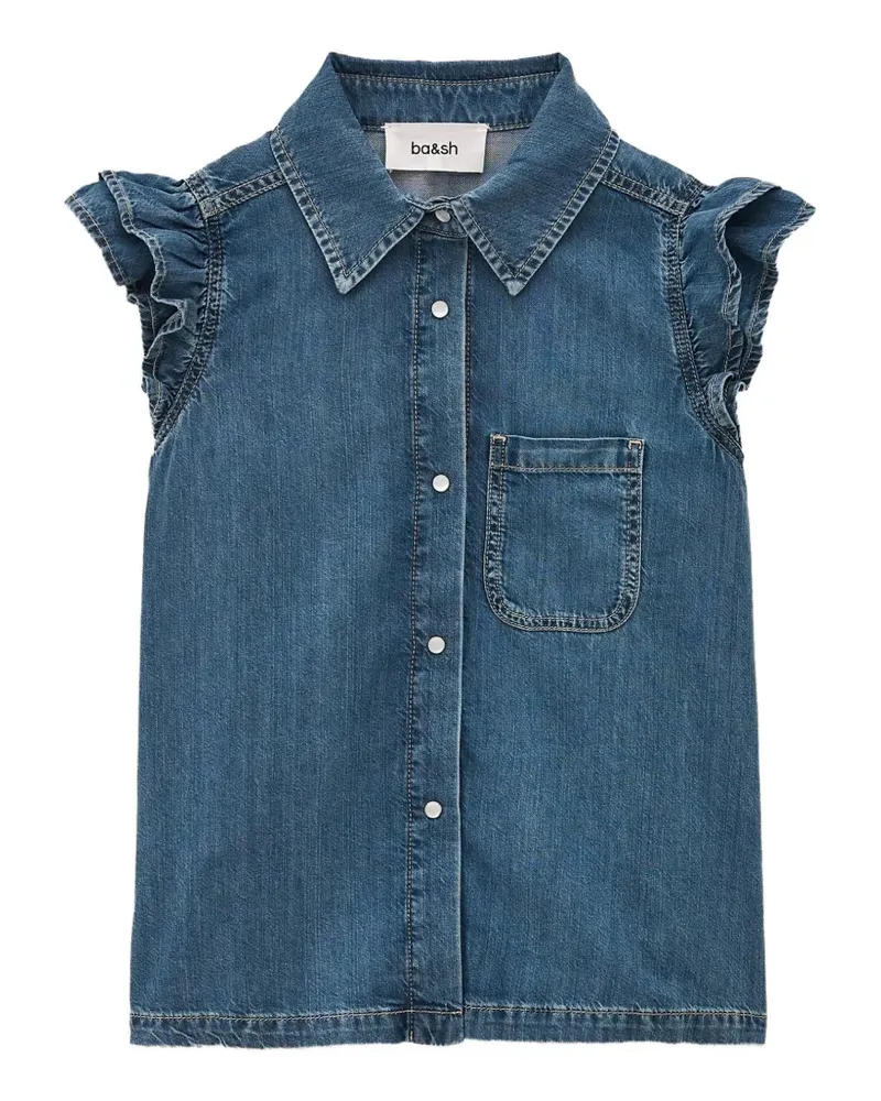 ba&sh Yoyo ruffled sleeveless shirt - Blau Blau