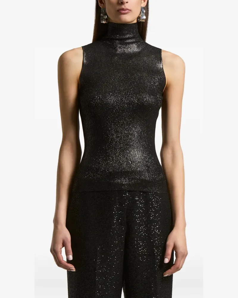 Peserico Gerippte Weste im Metallic-Look - Schwarz Schwarz