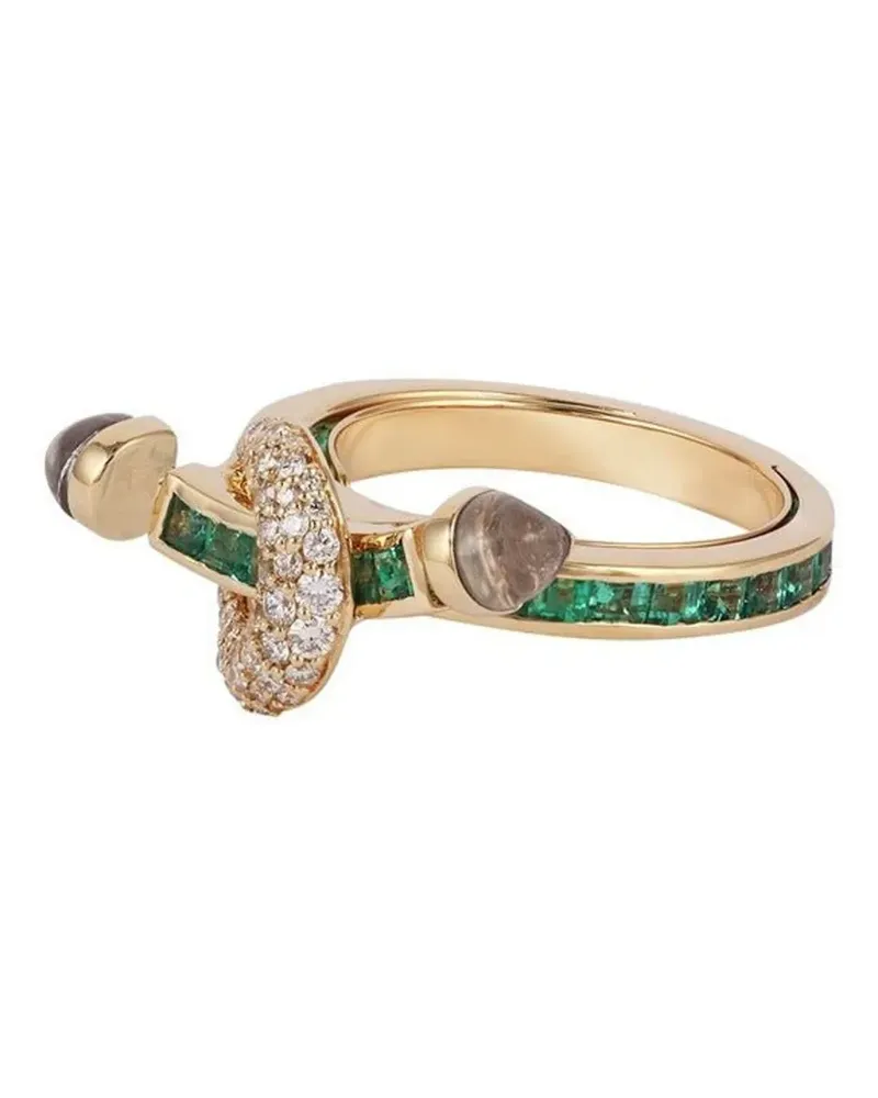 Ananya 18kt Gelbgoldring mit Smaragd und Diamanten Gold