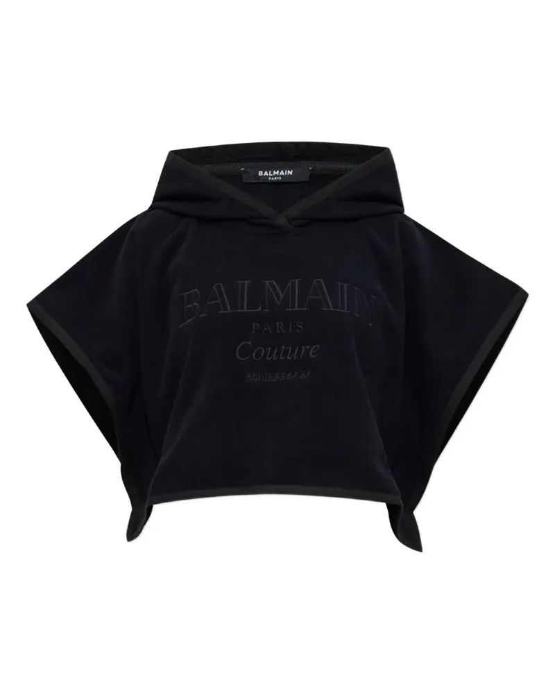 Balmain Poncho mit Kapuze - Schwarz Schwarz
