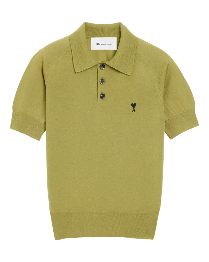 AMI Paris Kurzärmeliges Poloshirt mit Stickerei - Grün Grün